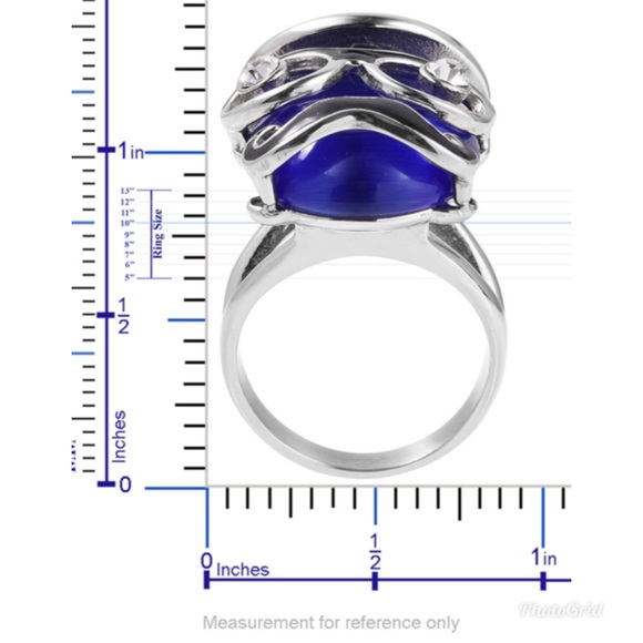 Sim. Navy Cats Eye Austrian Crystal Enameled Ring - Picture 6 of 6